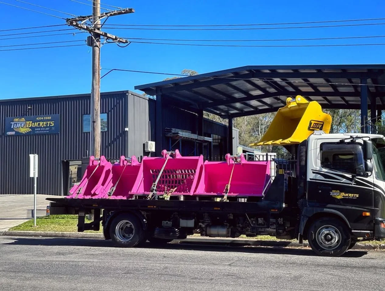 Think pink! These custom pink excavator buckets are heading out today.