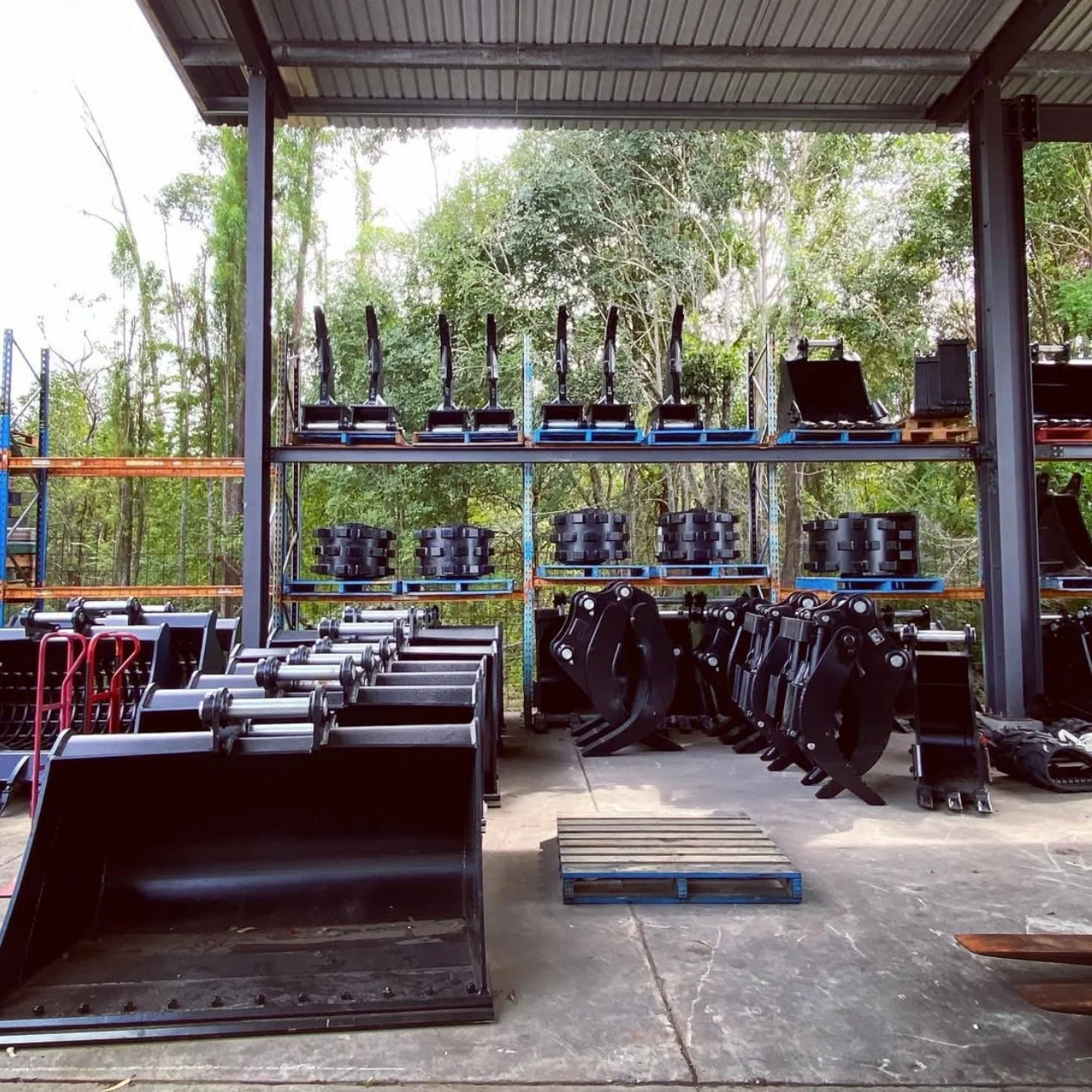 Fully stocked and ready to go! Our warehouse is packed with excavator attachments.